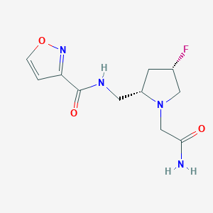 molecular formula C11H15FN4O3 B6817292 N-[[(2S,4S)-1-(2-amino-2-oxoethyl)-4-fluoropyrrolidin-2-yl]methyl]-1,2-oxazole-3-carboxamide 