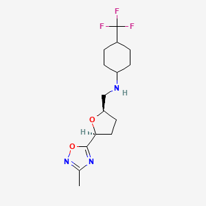 molecular formula C15H22F3N3O2 B6817345 N-[[(2R,5S)-5-(3-methyl-1,2,4-oxadiazol-5-yl)oxolan-2-yl]methyl]-4-(trifluoromethyl)cyclohexan-1-amine 