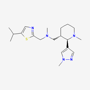 molecular formula C19H31N5S B6817454 N-methyl-1-[(2R,3S)-1-methyl-2-(1-methylpyrazol-4-yl)piperidin-3-yl]-N-[(5-propan-2-yl-1,3-thiazol-2-yl)methyl]methanamine 