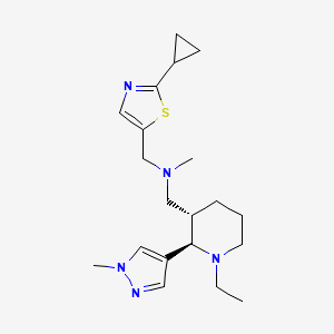 molecular formula C20H31N5S B6817530 N-[(2-cyclopropyl-1,3-thiazol-5-yl)methyl]-1-[(2R,3S)-1-ethyl-2-(1-methylpyrazol-4-yl)piperidin-3-yl]-N-methylmethanamine 