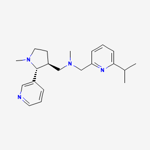 molecular formula C21H30N4 B6817550 N-methyl-1-[(2R,3S)-1-methyl-2-pyridin-3-ylpyrrolidin-3-yl]-N-[(6-propan-2-ylpyridin-2-yl)methyl]methanamine 