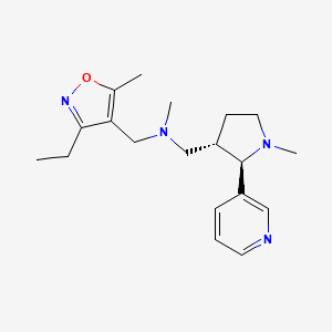 molecular formula C19H28N4O B6817572 N-[(3-ethyl-5-methyl-1,2-oxazol-4-yl)methyl]-N-methyl-1-[(2R,3S)-1-methyl-2-pyridin-3-ylpyrrolidin-3-yl]methanamine 