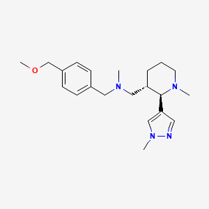 molecular formula C21H32N4O B6817585 N-[[4-(methoxymethyl)phenyl]methyl]-N-methyl-1-[(2R,3S)-1-methyl-2-(1-methylpyrazol-4-yl)piperidin-3-yl]methanamine 