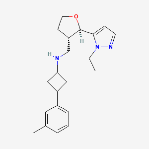 molecular formula C21H29N3O B6817614 N-[[(2R,3S)-2-(2-ethylpyrazol-3-yl)oxolan-3-yl]methyl]-3-(3-methylphenyl)cyclobutan-1-amine 