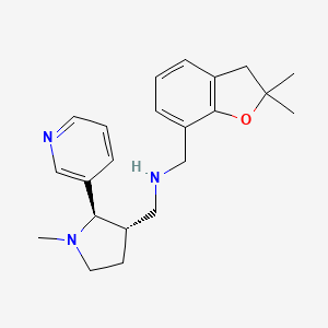 molecular formula C22H29N3O B6817640 N-[(2,2-dimethyl-3H-1-benzofuran-7-yl)methyl]-1-[(2R,3S)-1-methyl-2-pyridin-3-ylpyrrolidin-3-yl]methanamine 