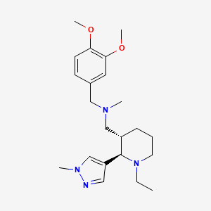 molecular formula C22H34N4O2 B6817662 N-[(3,4-dimethoxyphenyl)methyl]-1-[(2R,3S)-1-ethyl-2-(1-methylpyrazol-4-yl)piperidin-3-yl]-N-methylmethanamine 