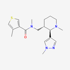 molecular formula C18H26N4OS B6817669 N,4-dimethyl-N-[[(2R,3S)-1-methyl-2-(1-methylpyrazol-4-yl)piperidin-3-yl]methyl]thiophene-3-carboxamide 