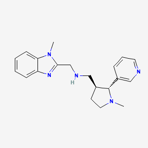 molecular formula C20H25N5 B6817701 N-[(1-methylbenzimidazol-2-yl)methyl]-1-[(2R,3S)-1-methyl-2-pyridin-3-ylpyrrolidin-3-yl]methanamine 