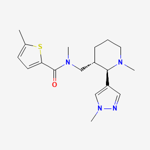 molecular formula C18H26N4OS B6817725 N,5-dimethyl-N-[[(2R,3S)-1-methyl-2-(1-methylpyrazol-4-yl)piperidin-3-yl]methyl]thiophene-2-carboxamide 