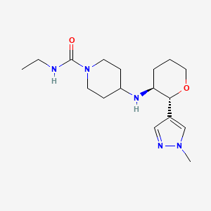 molecular formula C17H29N5O2 B6817822 N-ethyl-4-[[(2R,3S)-2-(1-methylpyrazol-4-yl)oxan-3-yl]amino]piperidine-1-carboxamide 