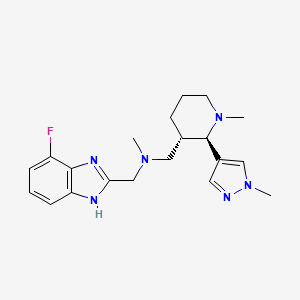molecular formula C20H27FN6 B6817860 N-[(4-fluoro-1H-benzimidazol-2-yl)methyl]-N-methyl-1-[(2R,3S)-1-methyl-2-(1-methylpyrazol-4-yl)piperidin-3-yl]methanamine 