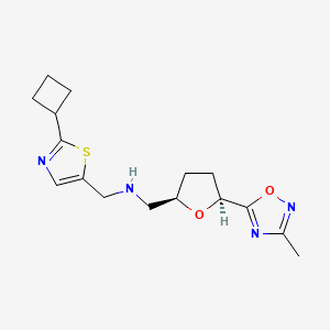 molecular formula C16H22N4O2S B6817861 N-[(2-cyclobutyl-1,3-thiazol-5-yl)methyl]-1-[(2R,5S)-5-(3-methyl-1,2,4-oxadiazol-5-yl)oxolan-2-yl]methanamine 