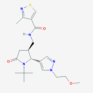 molecular formula C20H29N5O3S B6817893 N-[[(2R,3S)-1-tert-butyl-2-[1-(2-methoxyethyl)pyrazol-4-yl]-5-oxopyrrolidin-3-yl]methyl]-3-methyl-1,2-thiazole-4-carboxamide 