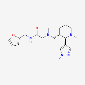 molecular formula C19H29N5O2 B6817905 N-(furan-2-ylmethyl)-2-[methyl-[[(2R,3S)-1-methyl-2-(1-methylpyrazol-4-yl)piperidin-3-yl]methyl]amino]acetamide 
