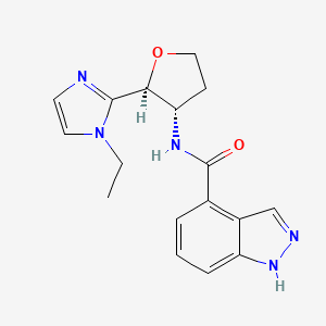 molecular formula C17H19N5O2 B6817907 N-[(2S,3S)-2-(1-ethylimidazol-2-yl)oxolan-3-yl]-1H-indazole-4-carboxamide 
