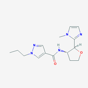 molecular formula C15H21N5O2 B6817917 N-[(2S,3S)-2-(1-methylimidazol-2-yl)oxolan-3-yl]-1-propylpyrazole-4-carboxamide 