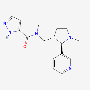 molecular formula C16H21N5O B6817947 N-methyl-N-[[(2R,3S)-1-methyl-2-pyridin-3-ylpyrrolidin-3-yl]methyl]-1H-pyrazole-5-carboxamide 