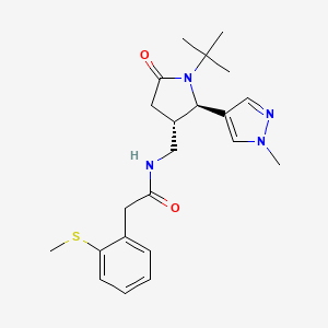 molecular formula C22H30N4O2S B6817954 N-[[(2R,3S)-1-tert-butyl-2-(1-methylpyrazol-4-yl)-5-oxopyrrolidin-3-yl]methyl]-2-(2-methylsulfanylphenyl)acetamide 