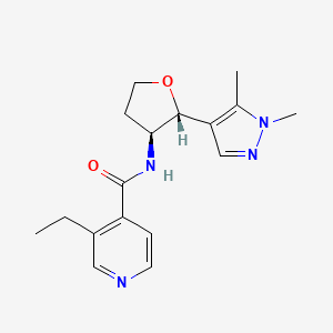 molecular formula C17H22N4O2 B6817999 N-[(2R,3S)-2-(1,5-dimethylpyrazol-4-yl)oxolan-3-yl]-3-ethylpyridine-4-carboxamide 