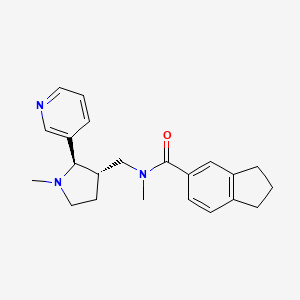 molecular formula C22H27N3O B6818231 N-methyl-N-[[(2R,3S)-1-methyl-2-pyridin-3-ylpyrrolidin-3-yl]methyl]-2,3-dihydro-1H-indene-5-carboxamide 