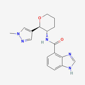 molecular formula C17H19N5O2 B6818298 N-[(2R,3S)-2-(1-methylpyrazol-4-yl)oxan-3-yl]-1H-benzimidazole-4-carboxamide 