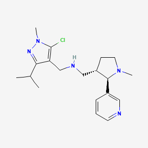 molecular formula C19H28ClN5 B6818334 N-[(5-chloro-1-methyl-3-propan-2-ylpyrazol-4-yl)methyl]-1-[(2R,3S)-1-methyl-2-pyridin-3-ylpyrrolidin-3-yl]methanamine 