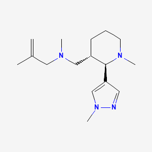 molecular formula C16H28N4 B6818368 N,2-dimethyl-N-[[(2R,3S)-1-methyl-2-(1-methylpyrazol-4-yl)piperidin-3-yl]methyl]prop-2-en-1-amine 