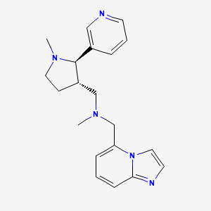 molecular formula C20H25N5 B6818380 N-(imidazo[1,2-a]pyridin-5-ylmethyl)-N-methyl-1-[(2R,3S)-1-methyl-2-pyridin-3-ylpyrrolidin-3-yl]methanamine 