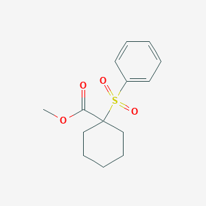 molecular formula C14H18O4S B068184 Cyclohexanecarboxylic acid, 1-(phenylsulfonyl)-, methyl ester CAS No. 160790-19-2