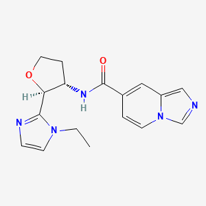 molecular formula C17H19N5O2 B6818451 N-[(2S,3S)-2-(1-ethylimidazol-2-yl)oxolan-3-yl]imidazo[1,5-a]pyridine-7-carboxamide 