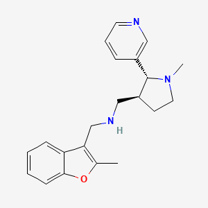 molecular formula C21H25N3O B6818465 N-[(2-methyl-1-benzofuran-3-yl)methyl]-1-[(2R,3S)-1-methyl-2-pyridin-3-ylpyrrolidin-3-yl]methanamine 
