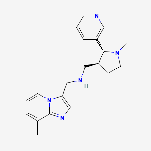 molecular formula C20H25N5 B6818472 N-[(8-methylimidazo[1,2-a]pyridin-3-yl)methyl]-1-[(2R,3S)-1-methyl-2-pyridin-3-ylpyrrolidin-3-yl]methanamine 