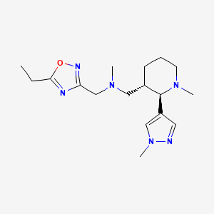 molecular formula C17H28N6O B6818501 N-[(5-ethyl-1,2,4-oxadiazol-3-yl)methyl]-N-methyl-1-[(2R,3S)-1-methyl-2-(1-methylpyrazol-4-yl)piperidin-3-yl]methanamine 