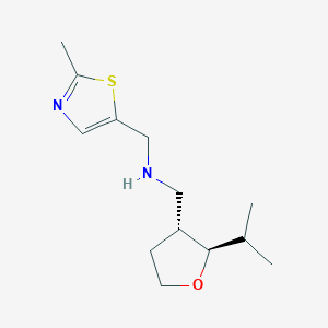 molecular formula C13H22N2OS B6818591 N-[(2-methyl-1,3-thiazol-5-yl)methyl]-1-[(2R,3R)-2-propan-2-yloxolan-3-yl]methanamine 