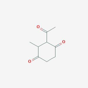 molecular formula C9H12O3 B068189 2-Acetyl-3-methylcyclohexane-1,4-dione CAS No. 180690-64-6