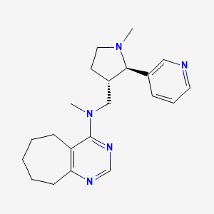 molecular formula C21H29N5 B6818928 N-methyl-N-[[(2R,3S)-1-methyl-2-pyridin-3-ylpyrrolidin-3-yl]methyl]-6,7,8,9-tetrahydro-5H-cyclohepta[d]pyrimidin-4-amine 