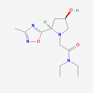molecular formula C13H22N4O3 B6818943 N,N-diethyl-2-[(2R,4R)-4-hydroxy-2-(3-methyl-1,2,4-oxadiazol-5-yl)pyrrolidin-1-yl]acetamide 