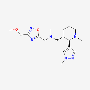 molecular formula C17H28N6O2 B6818962 N-[[3-(methoxymethyl)-1,2,4-oxadiazol-5-yl]methyl]-N-methyl-1-[(2R,3S)-1-methyl-2-(1-methylpyrazol-4-yl)piperidin-3-yl]methanamine 