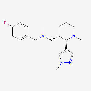 molecular formula C19H27FN4 B6819122 N-[(4-fluorophenyl)methyl]-N-methyl-1-[(2R,3S)-1-methyl-2-(1-methylpyrazol-4-yl)piperidin-3-yl]methanamine 