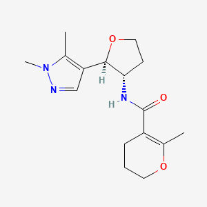 molecular formula C16H23N3O3 B6819208 N-[(2R,3S)-2-(1,5-dimethylpyrazol-4-yl)oxolan-3-yl]-6-methyl-3,4-dihydro-2H-pyran-5-carboxamide 