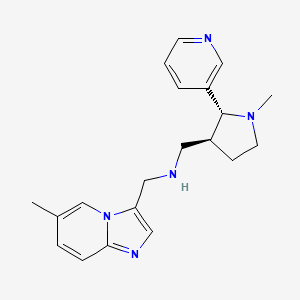molecular formula C20H25N5 B6819340 N-[(6-methylimidazo[1,2-a]pyridin-3-yl)methyl]-1-[(2R,3S)-1-methyl-2-pyridin-3-ylpyrrolidin-3-yl]methanamine 
