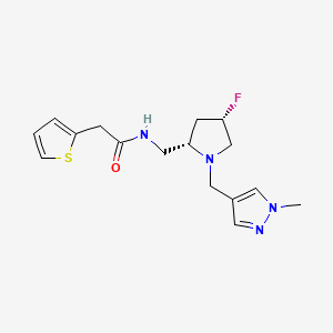 molecular formula C16H21FN4OS B6819428 N-[[(2S,4S)-4-fluoro-1-[(1-methylpyrazol-4-yl)methyl]pyrrolidin-2-yl]methyl]-2-thiophen-2-ylacetamide 
