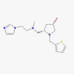molecular formula C16H23FN4S B6819442 N-[[(2S,4S)-4-fluoro-1-(thiophen-2-ylmethyl)pyrrolidin-2-yl]methyl]-2-imidazol-1-yl-N-methylethanamine 