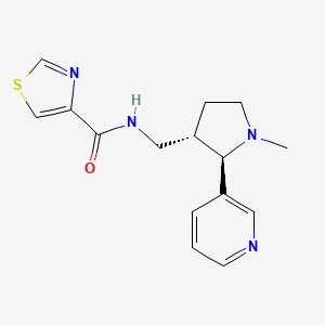 molecular formula C15H18N4OS B6819509 N-[[(2R,3S)-1-methyl-2-pyridin-3-ylpyrrolidin-3-yl]methyl]-1,3-thiazole-4-carboxamide 