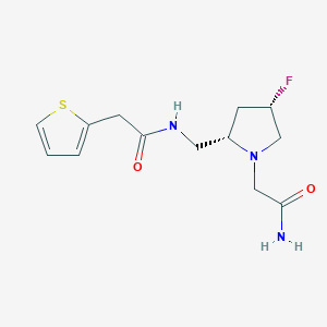 molecular formula C13H18FN3O2S B6819550 N-[[(2S,4S)-1-(2-amino-2-oxoethyl)-4-fluoropyrrolidin-2-yl]methyl]-2-thiophen-2-ylacetamide 
