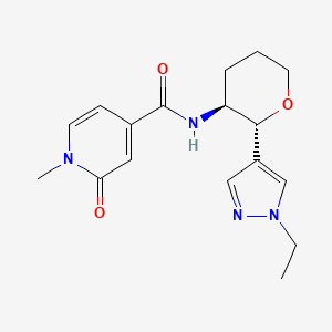 molecular formula C17H22N4O3 B6819610 N-[(2R,3S)-2-(1-ethylpyrazol-4-yl)oxan-3-yl]-1-methyl-2-oxopyridine-4-carboxamide 