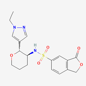 molecular formula C18H21N3O5S B6819631 N-[(2R,3S)-2-(1-ethylpyrazol-4-yl)oxan-3-yl]-3-oxo-1H-2-benzofuran-5-sulfonamide 