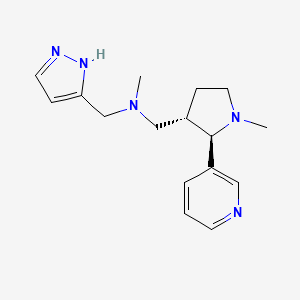 molecular formula C16H23N5 B6819645 N-methyl-1-[(2R,3S)-1-methyl-2-pyridin-3-ylpyrrolidin-3-yl]-N-(1H-pyrazol-5-ylmethyl)methanamine 