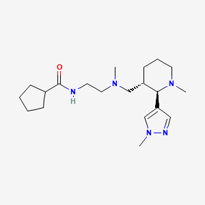 molecular formula C20H35N5O B6819657 N-[2-[methyl-[[(2R,3S)-1-methyl-2-(1-methylpyrazol-4-yl)piperidin-3-yl]methyl]amino]ethyl]cyclopentanecarboxamide 