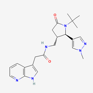 molecular formula C22H28N6O2 B6819662 N-[[(2R,3S)-1-tert-butyl-2-(1-methylpyrazol-4-yl)-5-oxopyrrolidin-3-yl]methyl]-2-(1H-pyrrolo[2,3-b]pyridin-3-yl)acetamide 